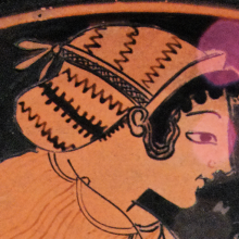A sprang hairnet depicted on a vase